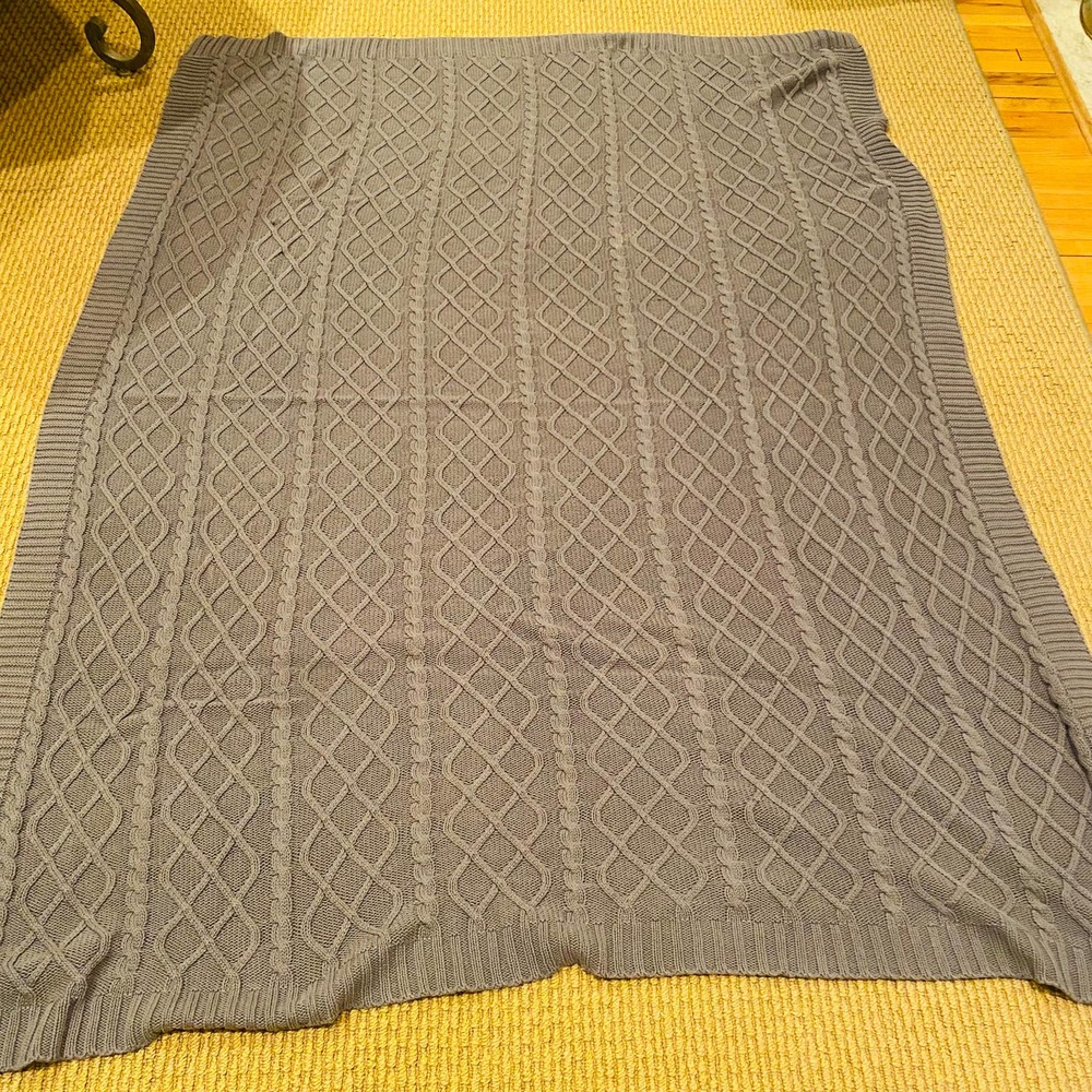Grey Cable Throw Blanket 120" by 80"